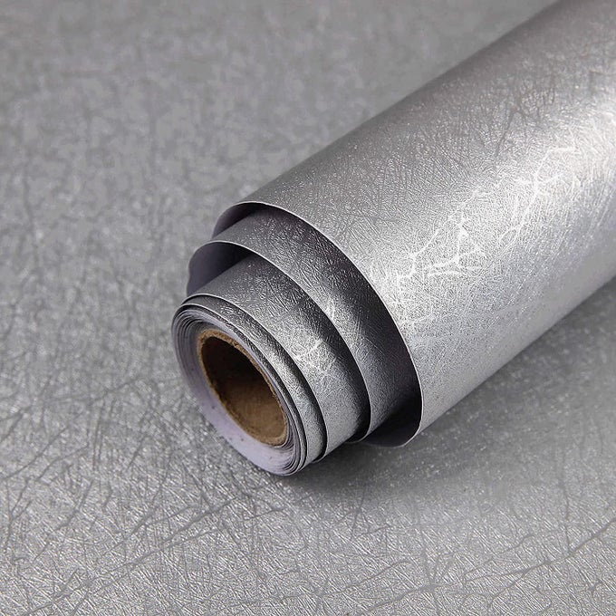157 INCH X 118 INCH SILVER GREY WALLPAPER EMBOSSED SELF ADHESIVE PEEL AND STICK REMOVABLE HOME DECORATION VINYL CABINET COUNTERTOPS FURNITURE COUNTERTOP SOLID COLOR SHELF PAPER SILK