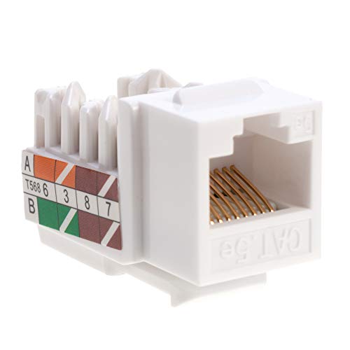 SATMAXIMUM Cat5e Keystone Ethernet Wall Jack Punch Down UTP 45-Degree (Easier Termination Than 90-Degree), RJ45 Slim Profile Speed Termination White 45° Angled (5 Pack) - Image 5