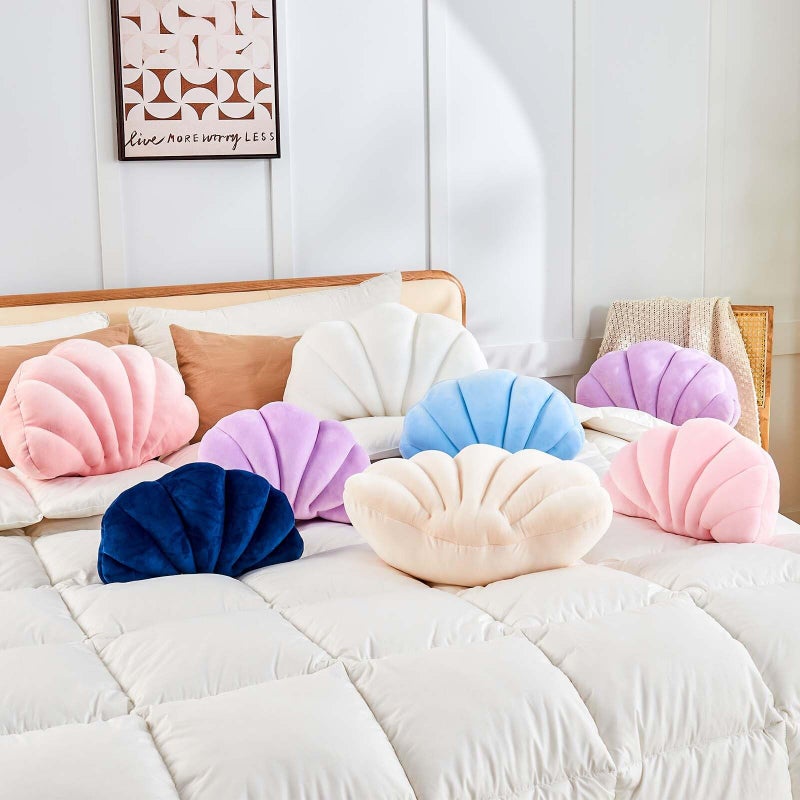 Uvvyui Pink Seashell Decorative Throw Pillow, Soft Velvet Shell Shaped Pillow, 13x10 inches - Image 5