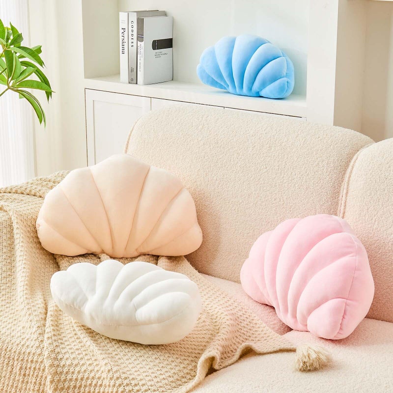 Uvvyui Pink Seashell Decorative Throw Pillow, Soft Velvet Shell Shaped Pillow, 13x10 inches - Image 3