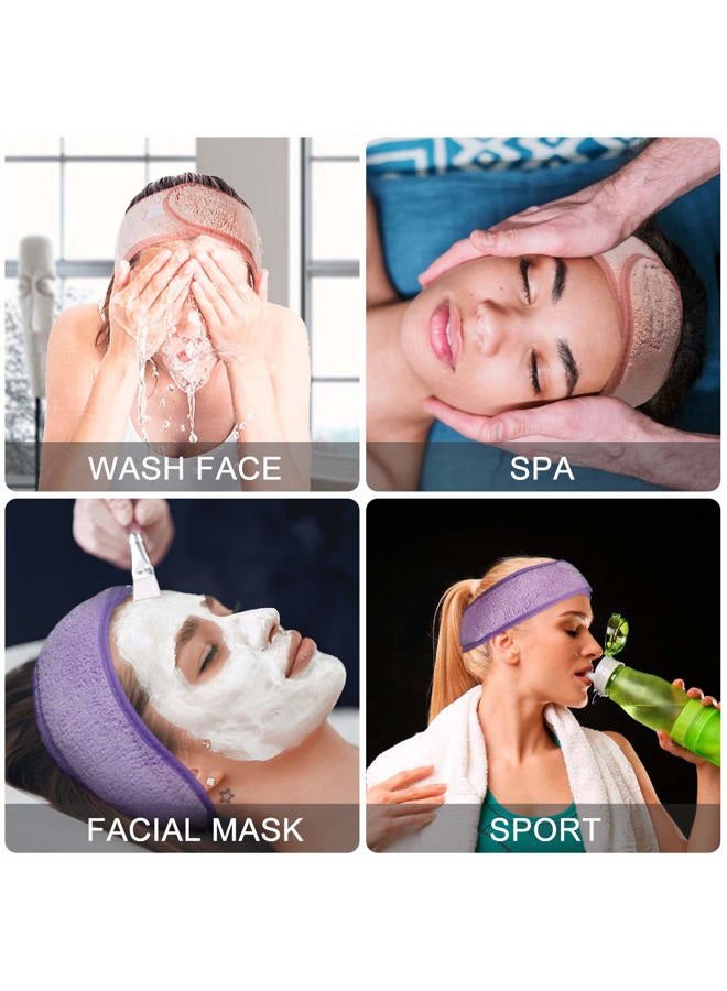 TailaiMei Spa Facial Headband – 3 Pcs Adjustable Makeup Head Wrap with Magic Tape, Sweat Hair Towel for Sport, Face Wash and Shower - Image 5