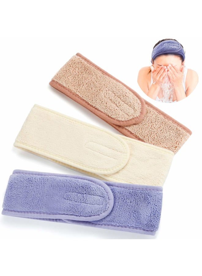 TailaiMei Spa Facial Headband – 3 Pcs Adjustable Makeup Head Wrap with Magic Tape, Sweat Hair Towel for Sport, Face Wash and Shower - Image 1