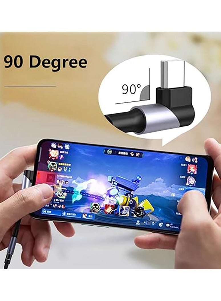 USB C to 3.5mm Audio Headphone Jack Adapter 90 Degree, for iPhone 16/16 Pro/15/Pro Max/Plus, USB C Aux Dongle Cable Cord Compatible with Samsung Galaxy S24 Ultra - Image 2