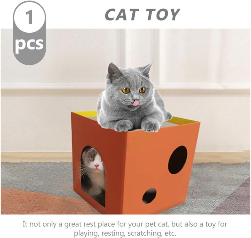 BESTonZON Sisal Cat Scratcher Cube House with Pet Scratching Board 32x32x32cm Indoor Cat Scratch Box for Kittens - Image 3