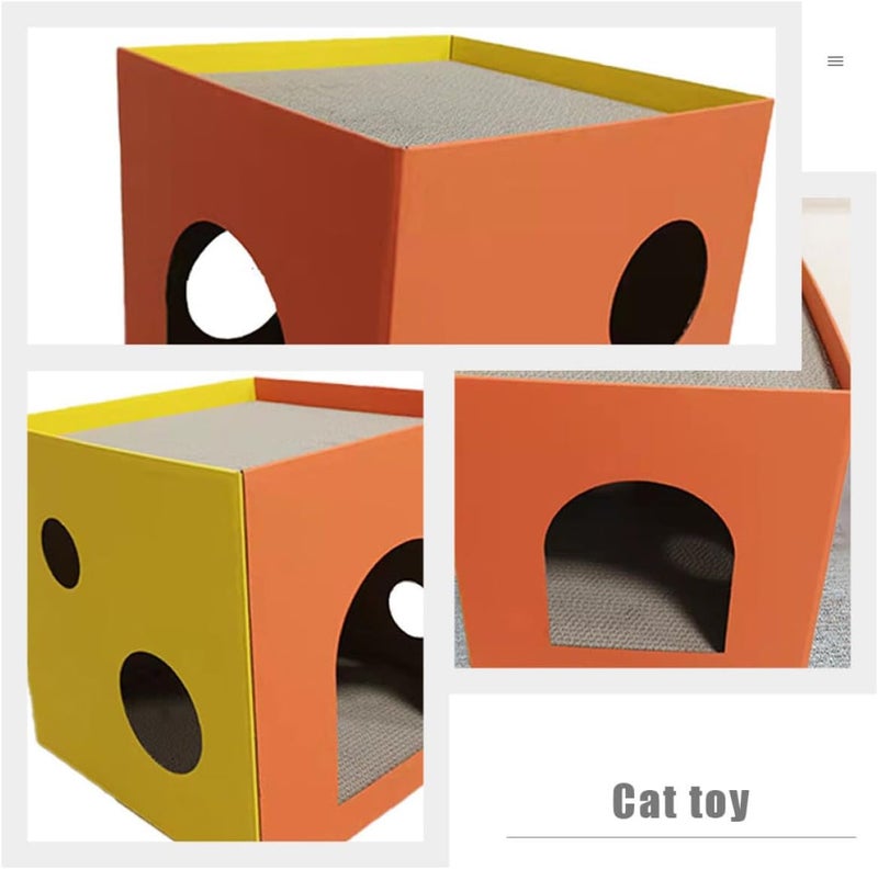 BESTonZON Sisal Cat Scratcher Cube House with Pet Scratching Board 32x32x32cm Indoor Cat Scratch Box for Kittens - Image 5