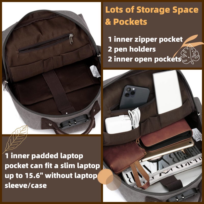 Leaper Retro Crossbody Bag Sling Bag Canvas Messenger Bag for Men Women Shoulder Bag Crossbody Handbags Satchel Black, XXL - Image 4
