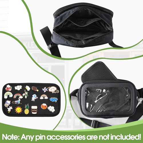 PainZieteg Pin Bag Fanny Pack, Ita Bag Storage Pins Crossbody Belt Bags for Women Girls Gifts, Black Display Bags for Sports Memorial Travel Brooches(No Pins Included) - Image 2