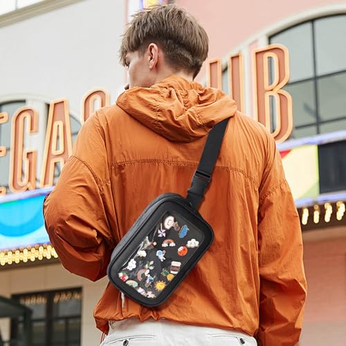 PainZieteg Pin Bag Fanny Pack, Ita Bag Storage Pins Crossbody Belt Bags for Women Girls Gifts, Black Display Bags for Sports Memorial Travel Brooches(No Pins Included) - Image 4