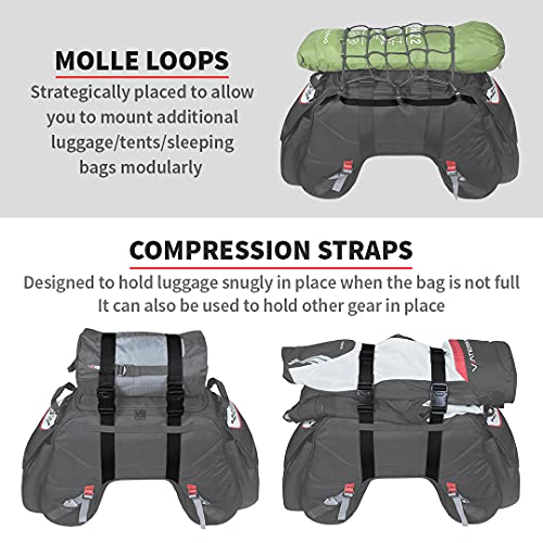 ViaTerra 100% Waterproof Claw Motorcycle Tail Bag (72L, Black) I Roll top Construction with Inner Liner I Free Outer Rain/Dust Cover I Fits Most Bikes - Image 4
