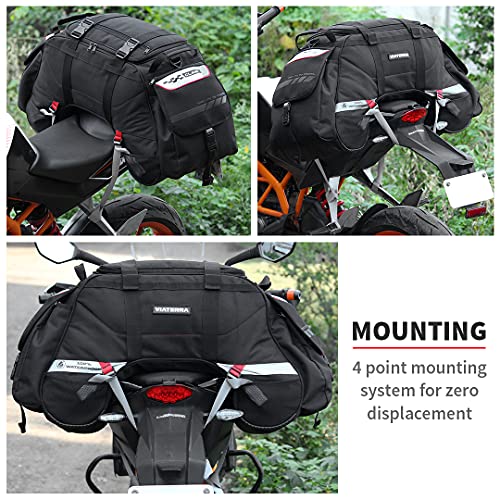 ViaTerra 100% Waterproof Claw Motorcycle Tail Bag (72L, Black) I Roll top Construction with Inner Liner I Free Outer Rain/Dust Cover I Fits Most Bikes - Image 5
