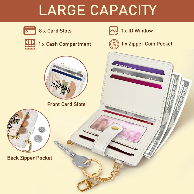 Jogjam Abstract Boho Leaves Rfid Ladies Wallet, Small Slim Thin Compact Credit Card Women Wallet, PU Leather Bifold Cash Zipper Coin Pocket ID Window for Female - Image 4