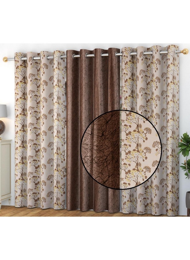FRESH FROM LOOM Semi Sheer Curtains for Door 8 Feet Long | Door Window Curtain | Premium Polyester Parda | Latest Modern Parde for Living Room Bedroom | Eyelet Ring (Set of 3 | Coffee) - Image 1
