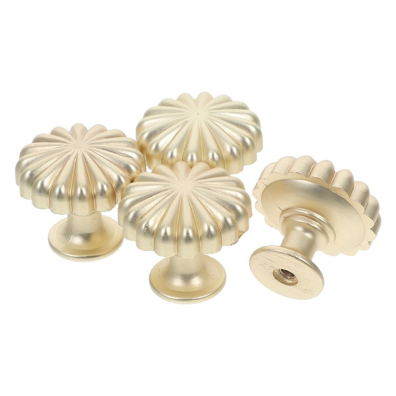 Antique Brass Pumpkin Cabinet Knobs 4 Pack Vintage Drawer Handles For Kitchen Wardrobe - Image 2
