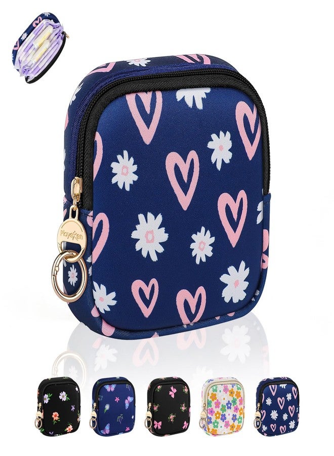 Playexen Period Bag for Teen Girls, Neoprene Cute Sanitary Napkin Storage Bag, Menstrual Pad Pouch Tampon Holder (Hearts - Image 1