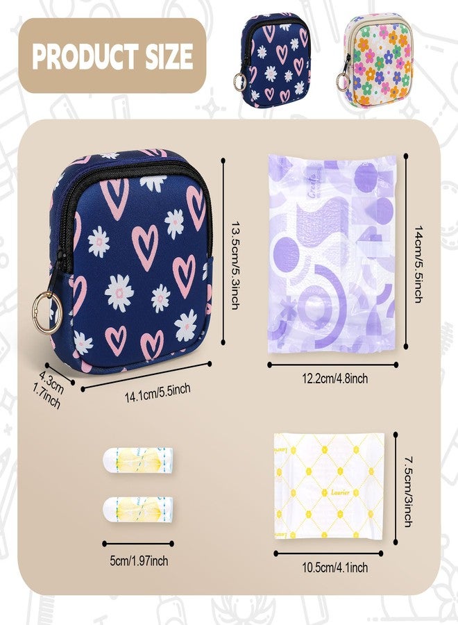Playexen Period Bag for Teen Girls, Neoprene Cute Sanitary Napkin Storage Bag, Menstrual Pad Pouch Tampon Holder (Hearts - Image 2