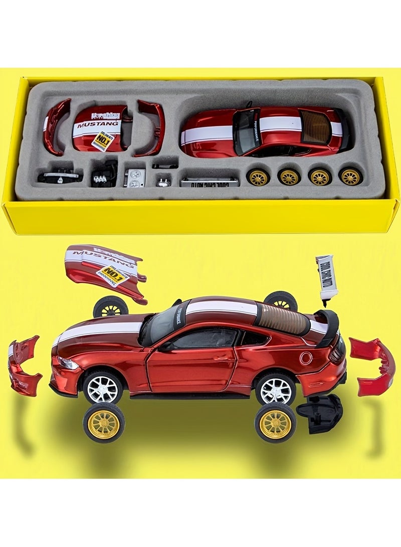 CCA 1:42 Ford Mustang GT 2018 Red Car Model Kit - DIY Customizable, Openable Doors, Interchangeable Accessories, Collectible Gift for Car Enthusiasts - Image 5
