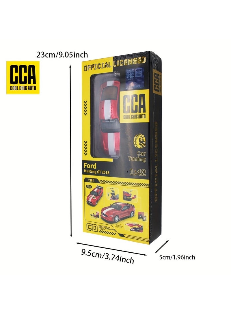 CCA 1:42 Ford Mustang GT 2018 Red Car Model Kit - DIY Customizable, Openable Doors, Interchangeable Accessories, Collectible Gift for Car Enthusiasts - Image 2