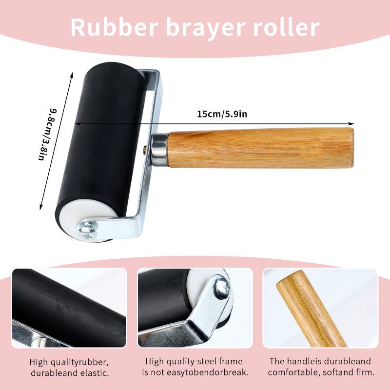 Oopsu 4 Pack Rubber Block Stamp Carving Blocks with Cutter Tools and Rubber Brayer Roller for Printmaking and More Crafts - Image 3