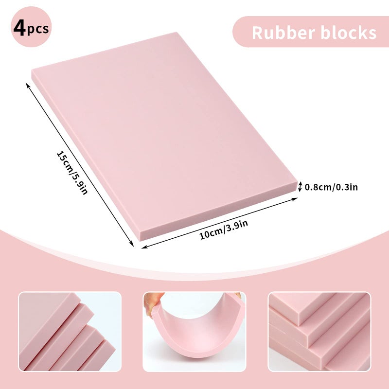 Oopsu 4 Pack Rubber Block Stamp Carving Blocks with Cutter Tools and Rubber Brayer Roller for Printmaking and More Crafts - Image 2