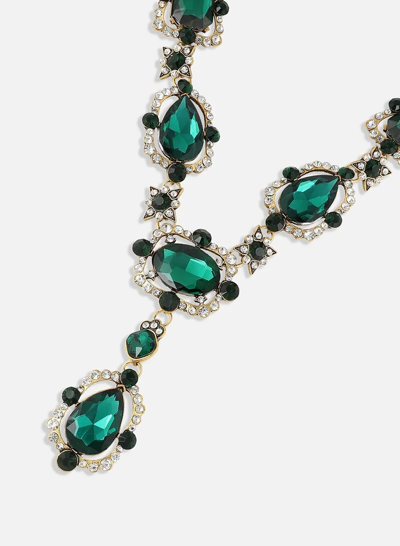 SOHI Metallic Crystal Artificial Necklace Jewellery