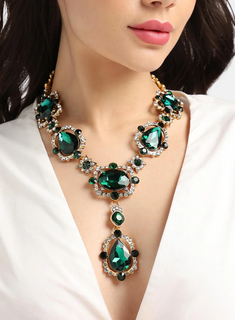 SOHI Metallic Crystal Artificial Necklace Jewellery