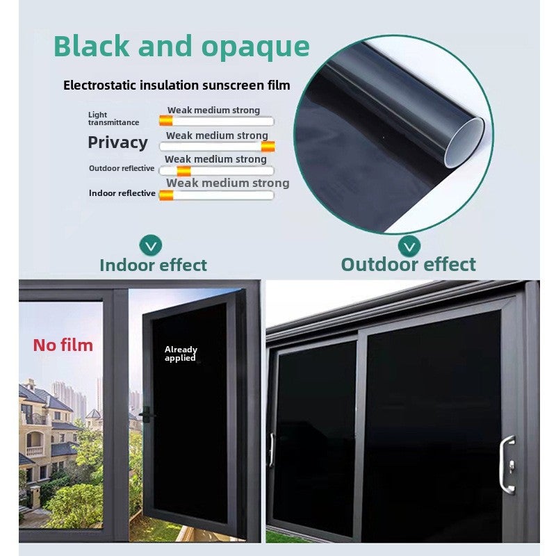 Wholesale One-Way Privacy Sunscreen Film for Home Black is not transparent (outside black inside silver) 