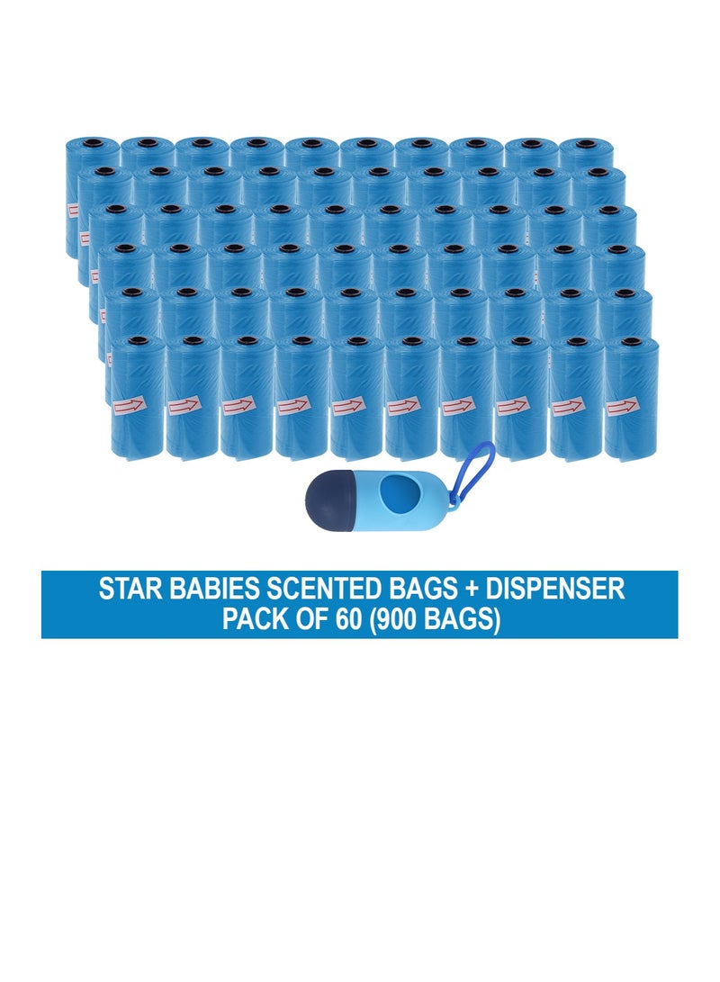 STAR BABiES Star Babies Disposable Scented BAG Pack of 60 (900bags) & Dispenser - Blue  - Image 2