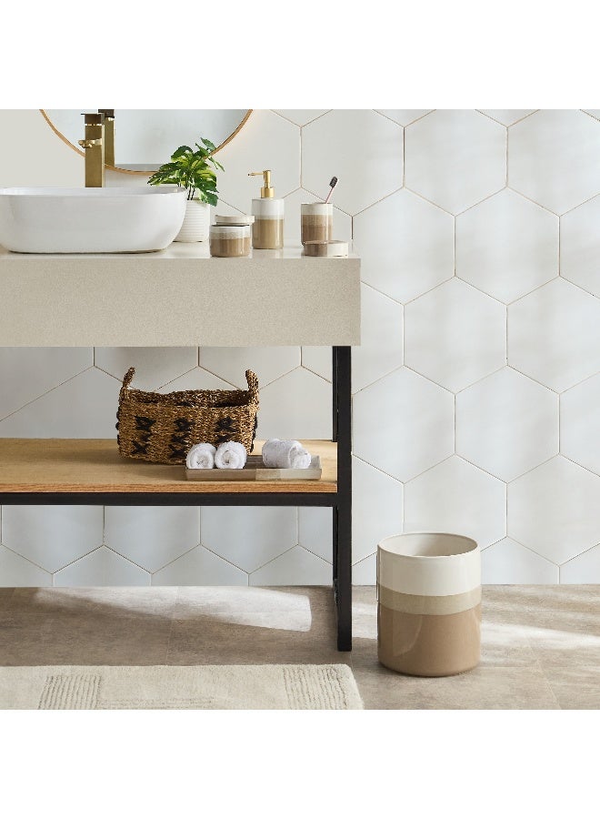 Home Box صينية من السيراميك للمناشف باللونين الأبيض والبني - Image 4