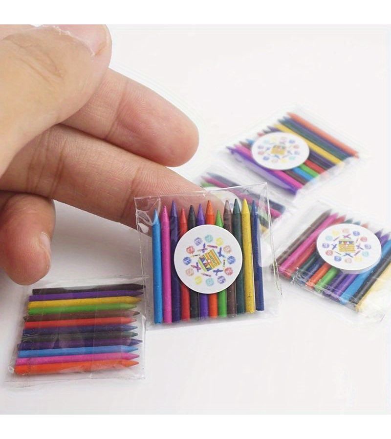 Miniature Art Supplies 13pcs Tiny Crayons Watercolor Set Brushes Random Color for Living Room Scene Decor - Image 1