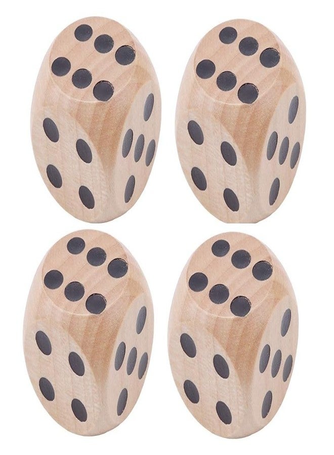موريل مجموعة موريل من 4 قطع نرد خشبية كبيرة 3 سم بنقاط سوداء اللون - للعب لعبة السلم والثعبان، لودو، جينغا، حفلات الحانات، النزهات، ألعاب العمل، ملحقات ألعاب الطاولة. - Image 1