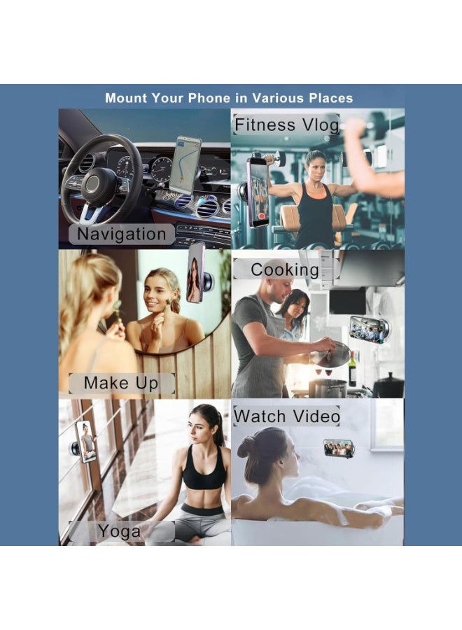 نورا فراغ امتصاص مغناطيس حامل الهاتف جبل، حامل الهاتف السيارة المغناطيسية، 360 درجة قابل للتعديل امتصاص سيارة الهاتف جبل للسيارة / سطح ناعم / السفر / صالة الرياضة - Image 5