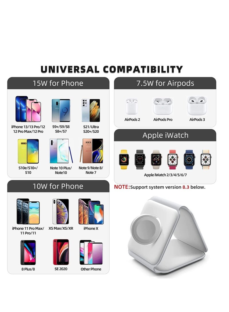 ELTRAZONE Wireless Charging, 3 in 1 Wireless Charger,Wireless Magnetic Fast Charging Foldable Dock station Charger for iPhone 13/12/11/8/Pro/Max,for iWatch,forAirPods 3/2/Pro and for Samsung  - Image 4