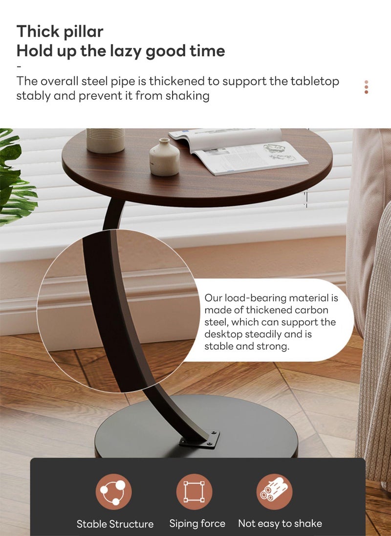 Living Room Sofa Side Table Simple Coffee Table C-Shaped Round Table & End Table 40*40*62CM