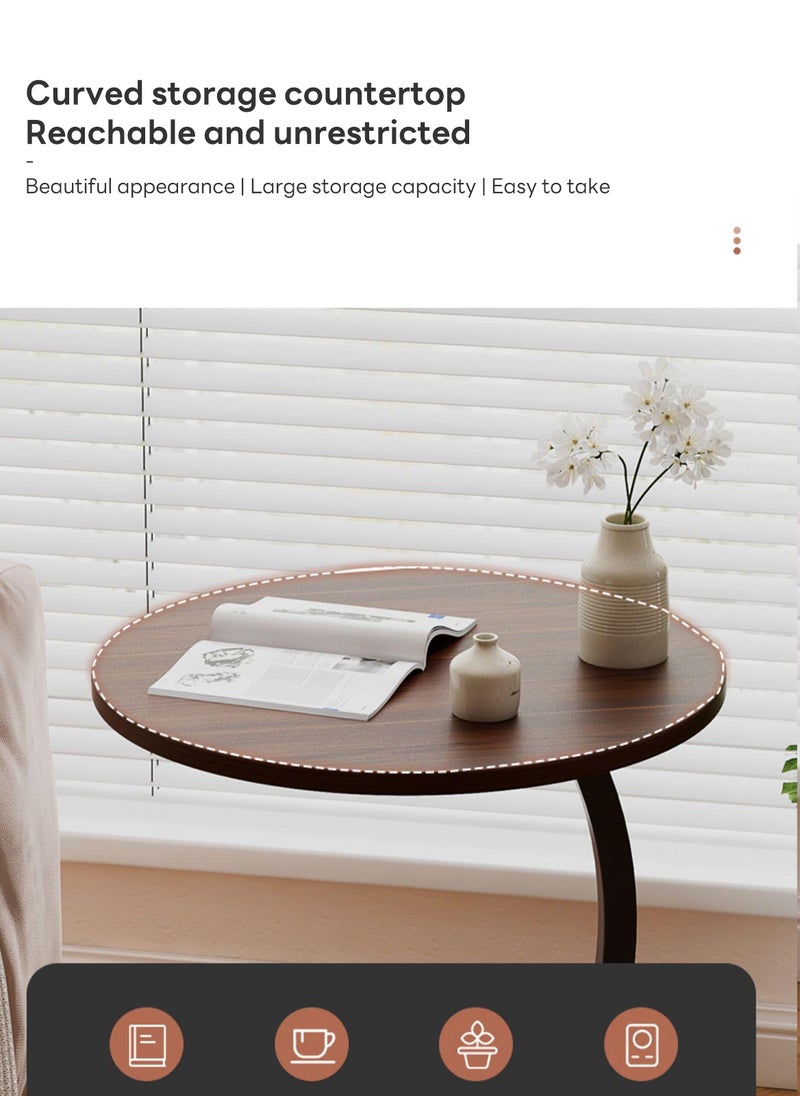 Living Room Sofa Side Table Simple Coffee Table C-Shaped Round Table & End Table 40*40*62CM