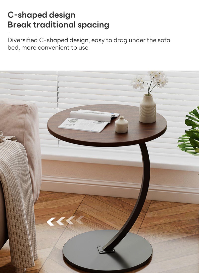 Living Room Sofa Side Table Simple Coffee Table C-Shaped Round Table & End Table 40*40*62CM