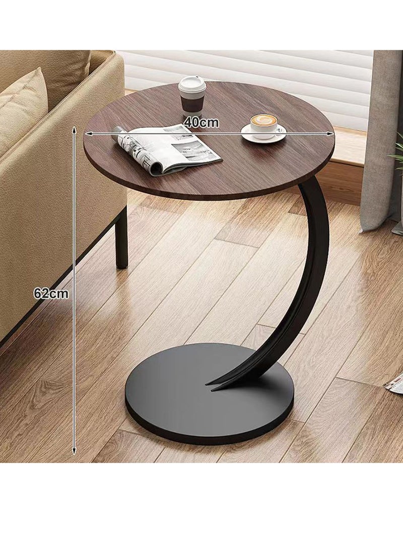 Living Room Sofa Side Table Simple Coffee Table C-Shaped Round Table & End Table 40*40*62CM