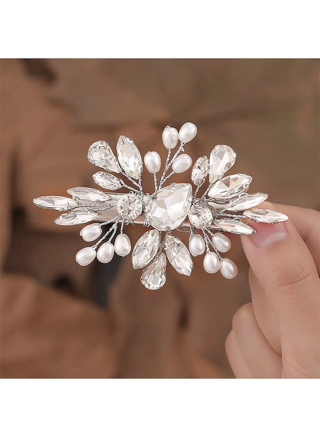 JONKY Wedding Crystal Hair Clips Silver Bridal Hair Clip Sparkly Rhinestone Barrettes Bride Pearl Hair Accessories For Women And Girls - Image 1