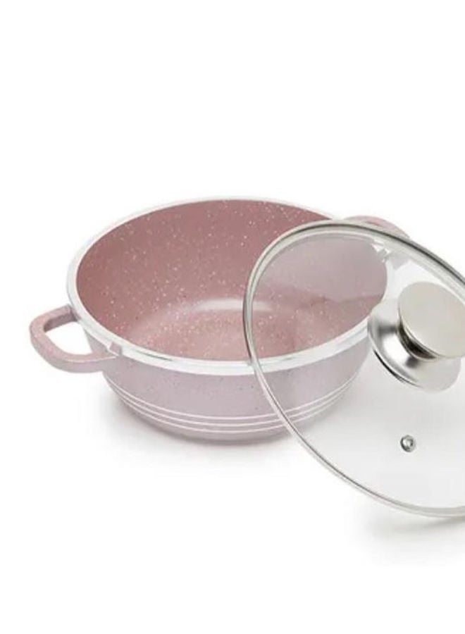 DESSINI Non Stick Ceramic Coated Cooking Pot With Glass Lid Purple 36cm  - Image 3