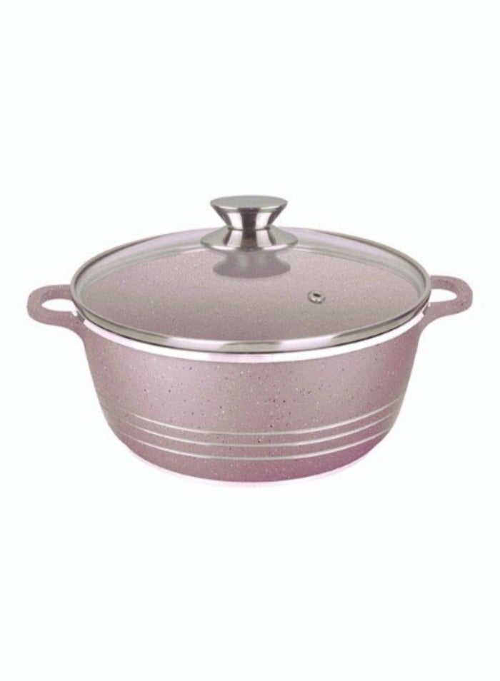 DESSINI Non Stick Ceramic Coated Cooking Pot With Glass Lid Purple 36cm  - Image 1