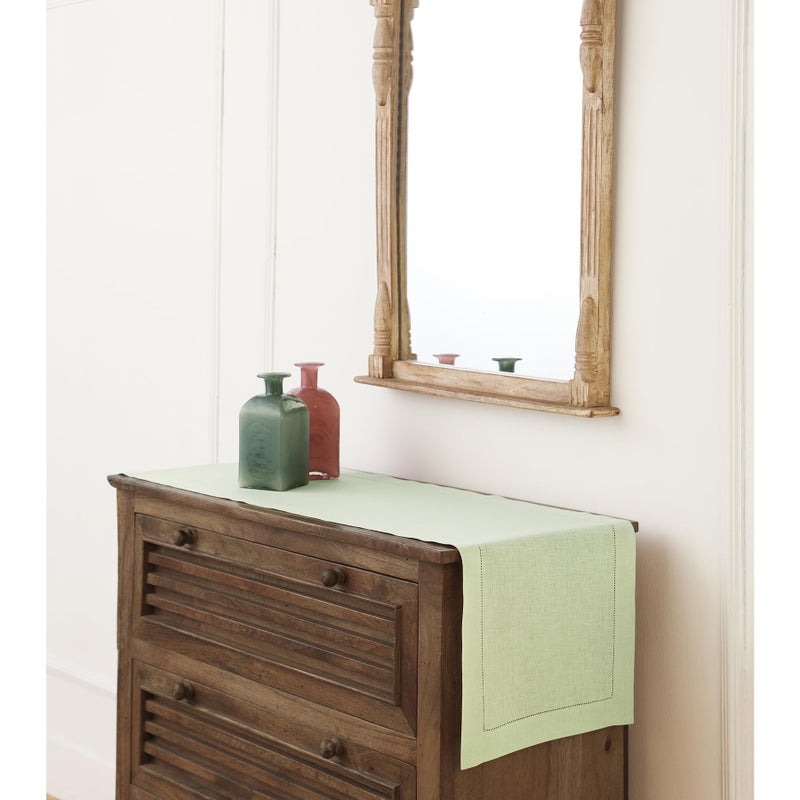 Solino Home Sage Green Linen Table Runner 48 Inch - 100% Pure Linen Classic Hemstitch Table Runner 14 x 48 Inch - Machine Washable Dining Table Runner for Fall  Thanksgiving  Christmas Decor - Image 4