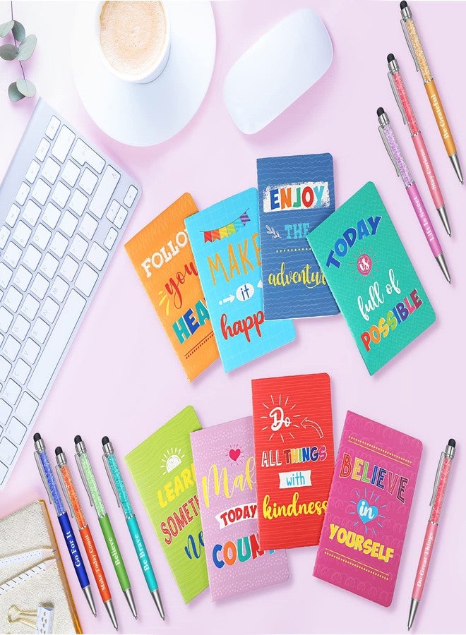 Funrous 32 Pcs Motivational Quote Pens Inspirational Notepads Mini Journal with Ballpoint Pen Small Notebooks Gift Set for Men Women Coworkers, Adult Party Favors Christmas Prizes Gift(Colorful) - Image 5