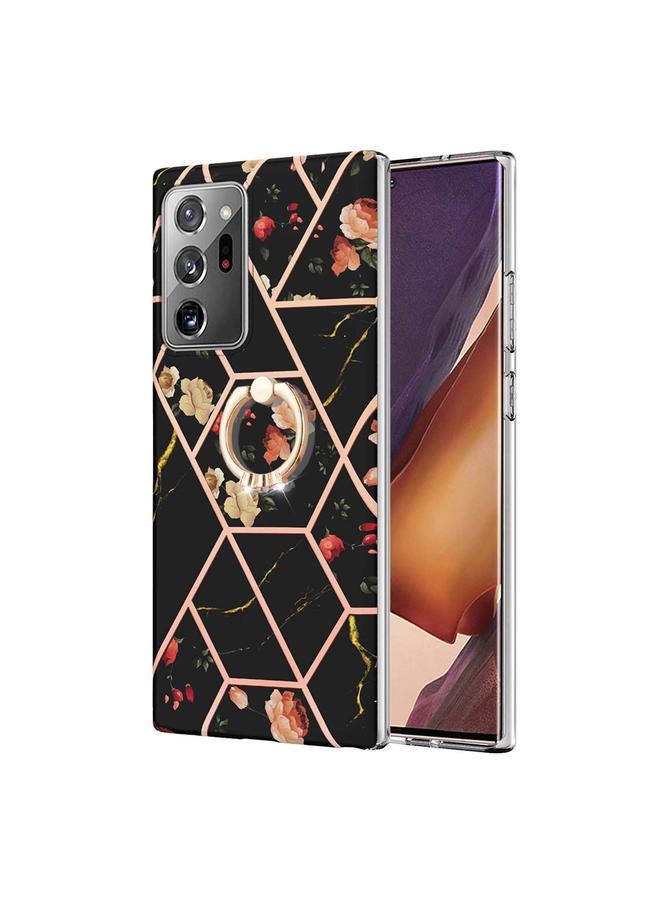 erorex Case For Samsung Galaxy Note20 Ultra Splicing Marble Flower Pattern TPU Ring Holder Case - Image 1