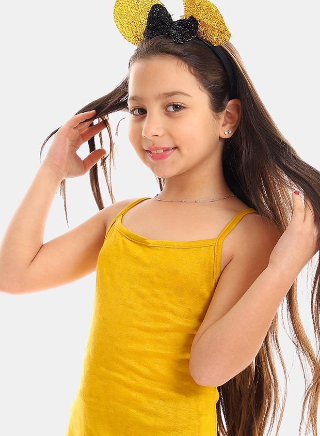 kady Girls Self Pattern Spaghetti Sleeves Tank Top girls mostarda 4 Years - Image 4