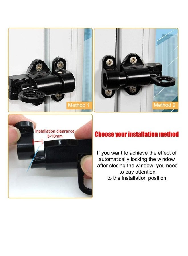 4 Pcs Spring Latch Bolt,Automatic Latch Lock,Spring Lock Automatic Spring Latch,Pull Ring Door Bolt with Screws,Suitable for Windows Wooden Doors,Courtyard Doors,Cabinet Doors(Black and Silver Gray)  - Image 2