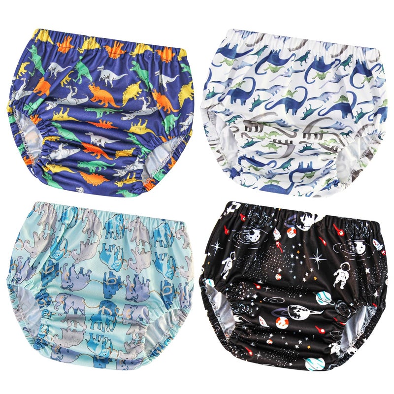 Joyo roy 4Pcs Plastic Underwear for Potty Training Rubber Training Pants for Toddlers 2T Cloth Diaper Cover Rubber Pants for Toddlers Waterproof Boys Swim Diaper Covers for Toddler Plastic Underwear - Image 1