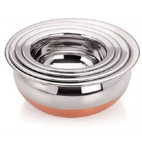 CIPLOX Kitchen Appliances Stainless Steel Copper Bottom Cooking Serving Biryani, Punjabi Pot Pan Combo Handi Set 5 Piece (Handi Size 2.1 L, 1.6 L, 1.1 L, 0.8 L, 0.5 L) (Without lid) - Image 3