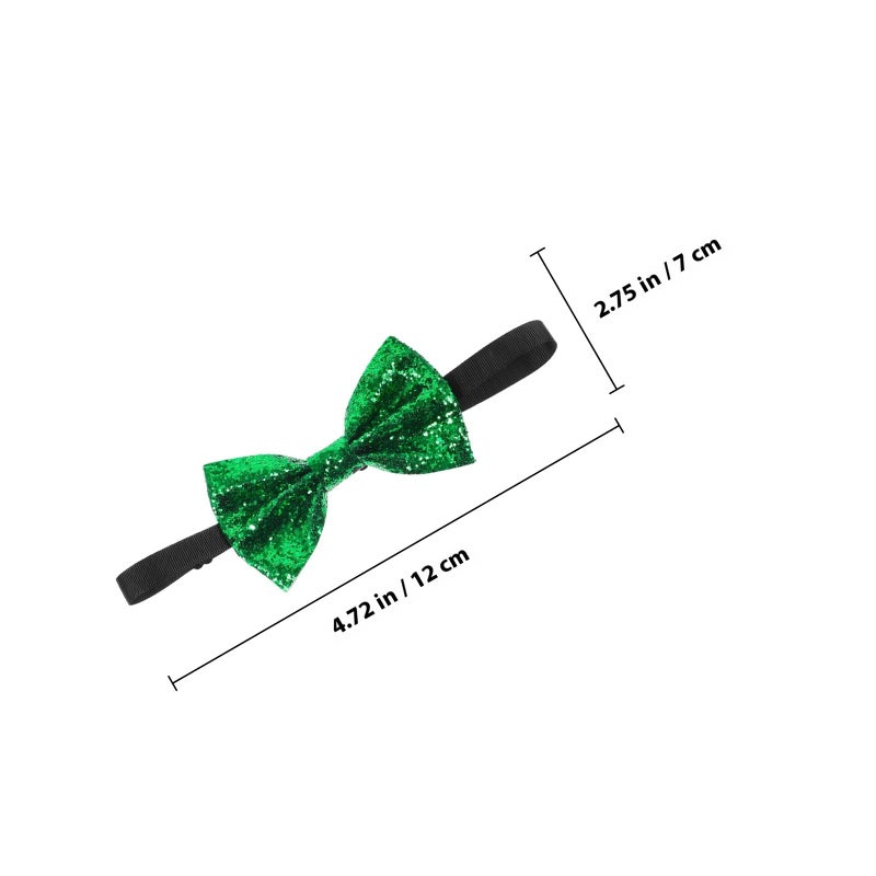 Adjustable Pre Tied Glitter Bow Tie For Men And Boys Green Pu Party Wear - Image 3