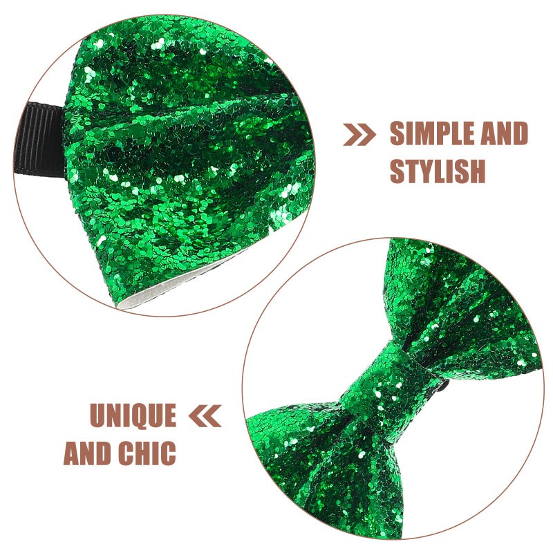 Adjustable Pre Tied Glitter Bow Tie For Men And Boys Green Pu Party Wear - Image 4