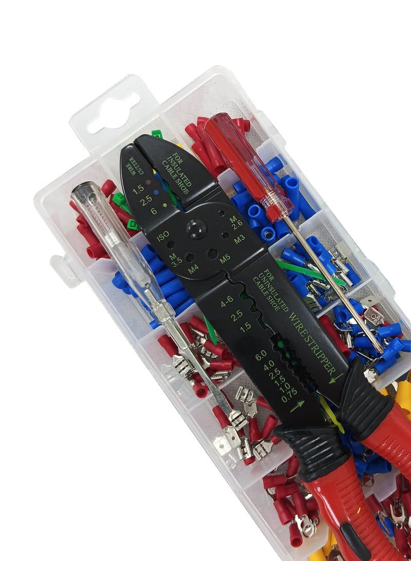 دي أم كي مجموعة أدوات أطراف التوصيل DMK (DMK-TRK-HS313D) - مجموعة من 250+ قطعة من أطراف التوصيل مع جهاز اختبار الجهد وأربطة الكابلات ومفك البراغي وأداة التجعيد . - Image 3