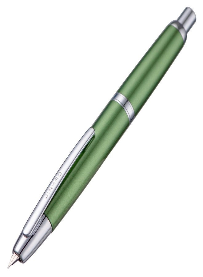 Wikult Jinhao 10 Press Fountain Pen with Box, Sea Pine Green Retractable Fine Nib with Converter Set (Silver Clip) - Image 1